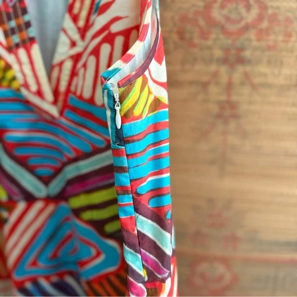 J. Crew Collection Geo Brushstroke Cotton Multi-color Sundress - Picture 4 of 6